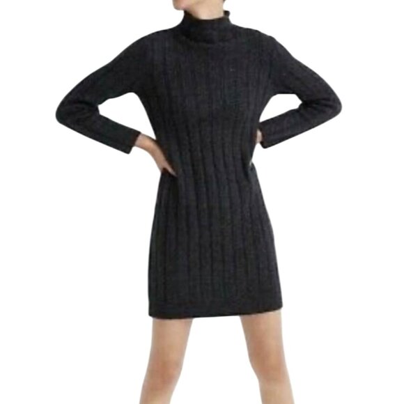 Madewell Womens Ribbed Charcoal Mock Neck Sweater Dress Size XS - Picture 5 of 7